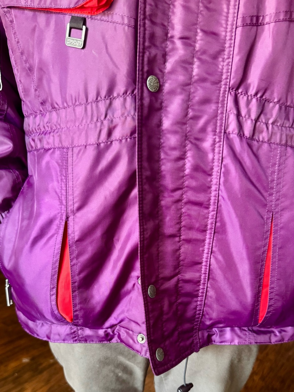 Spyder Colorblock Ski Jacket in Purple with Teal and Red Accents - Picture 9 of 14